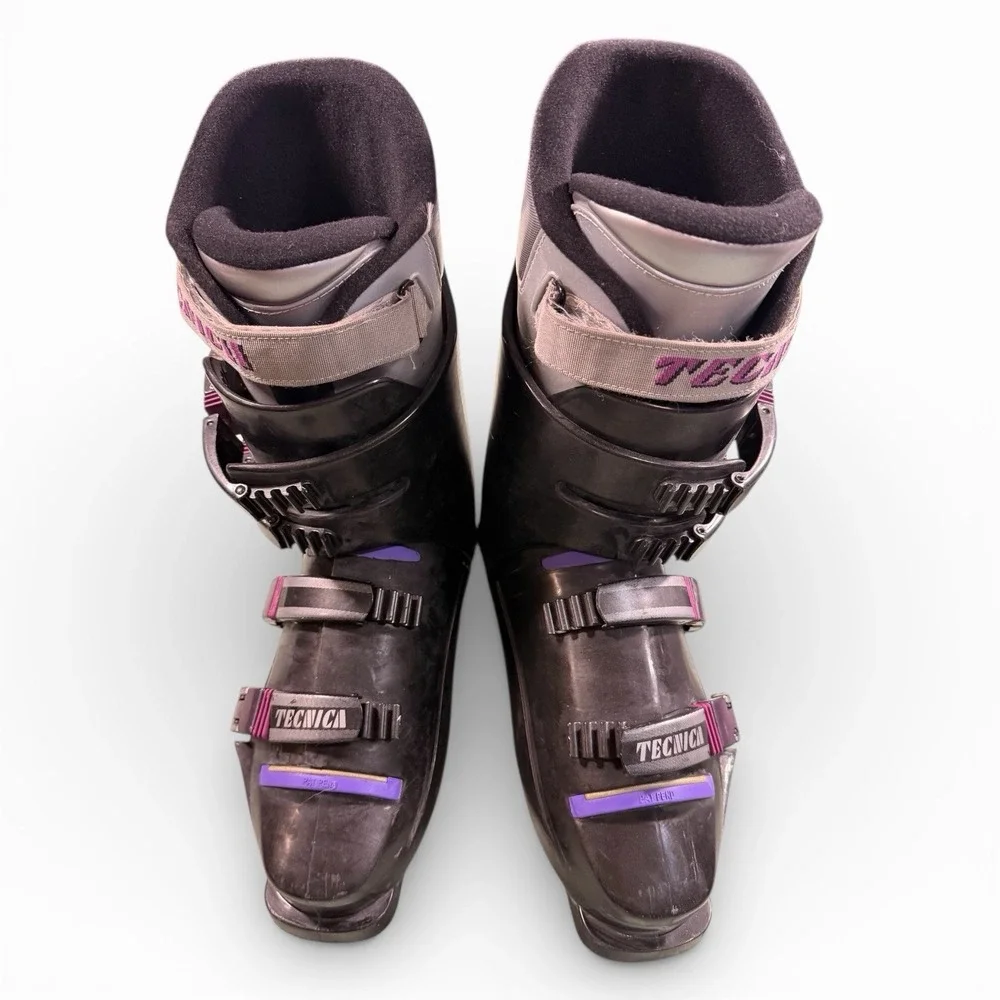 Tecnica Pro 90 Ski Boots Men's Size 8-9-5 Black Neon Purple Vintage‎ Retro